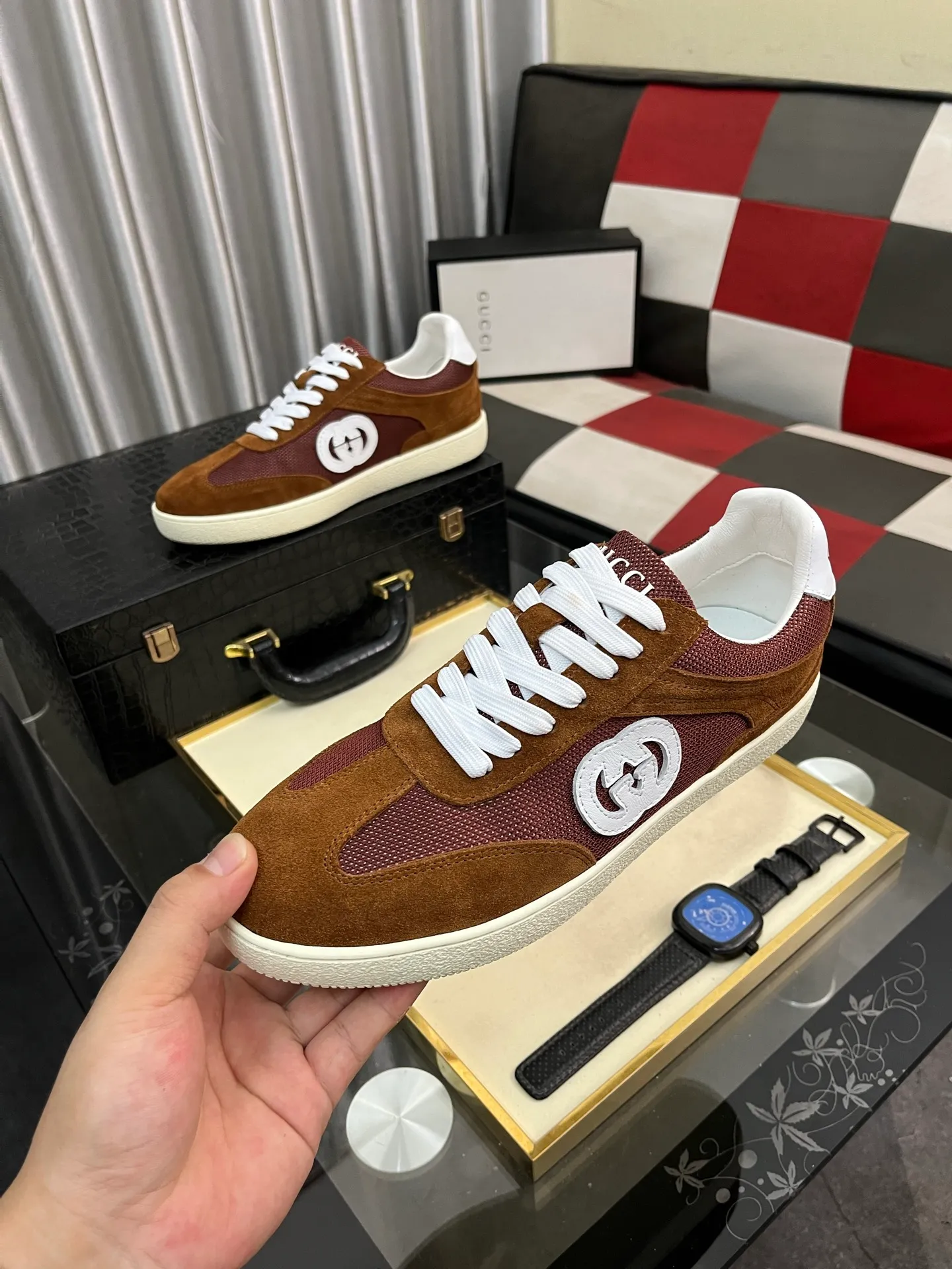 Men's shoes 💰400⌚️⌚️《GUCCI》The latest hot-selling casual shoes, top brand [seduce] luxury~purchase, top~quality. Products sold at the counter [strong] Original embossed calfskin fabric ➕ Comfortable sheepskin lining, code number: 38-443️⃣colors available